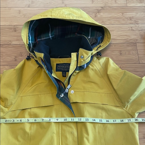 Pendleton Rain Jacket Medium Mustard Yellow Waterproof Hidden Hood Zip Up - Picture 11 of 16
